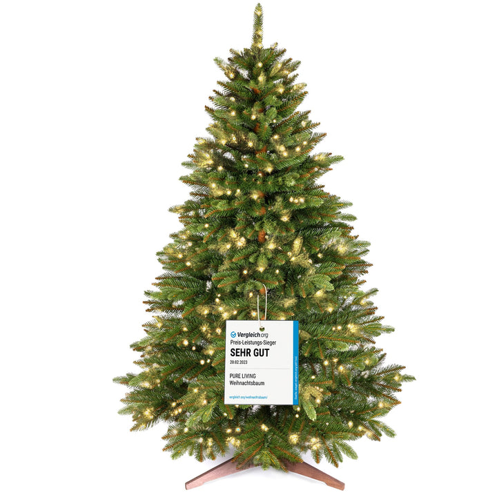 Premium Weihnachtsbaum künstlich mit Beleuchtung 180cm - TESTSIEGER - Naturgetreu, dichte Zweige, LE