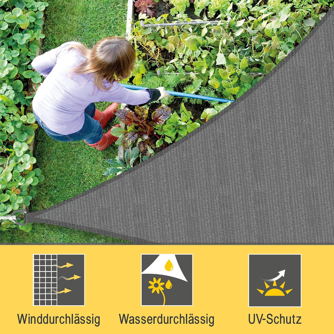 Sol Royal Sonnensegel dreieckig wasserdurchlässig HDPE UV Sonnenschutz Pool | 6x6x6m Anthrazit Segel