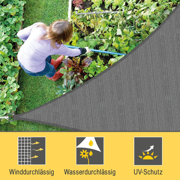 Sol Royal Sonnensegel dreieckig wasserdurchlässig HDPE UV Sonnenschutz Pool | 6x4,2x4,2m Anthrazit a