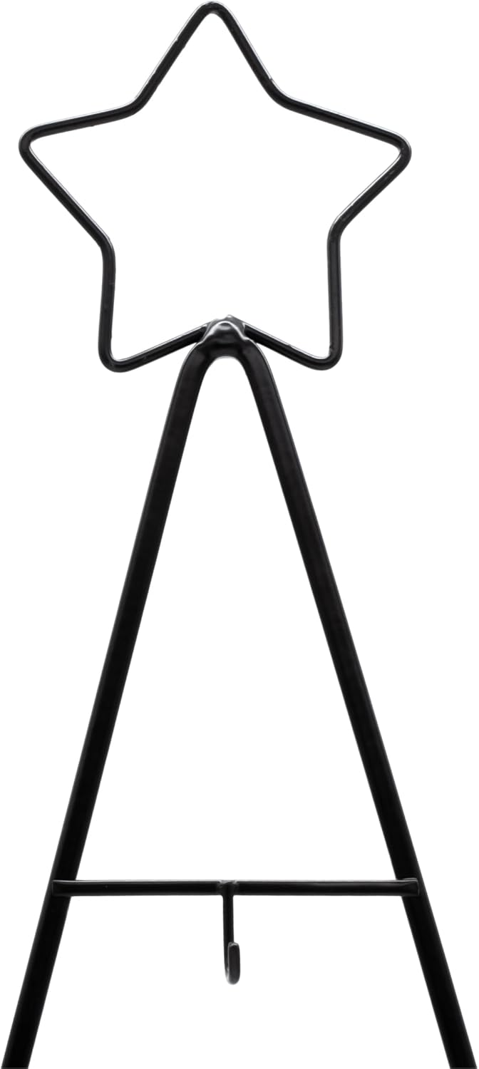 Metall Tannenbaum schwarz mit 10 Haken - 78 cm - Deko Ständer für Zierschmuck mit Stern Spitze - Wei