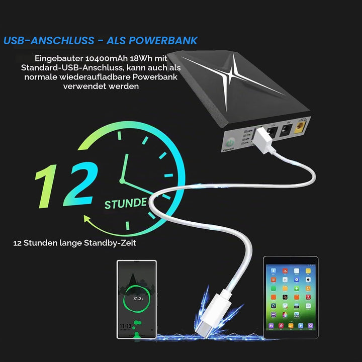 Mini-UPS-Batterie-Backup 10400 MAh, Unterbrechungsfreie Backup-Batterie-Stromversorgung 9 VDC 2 A, 5