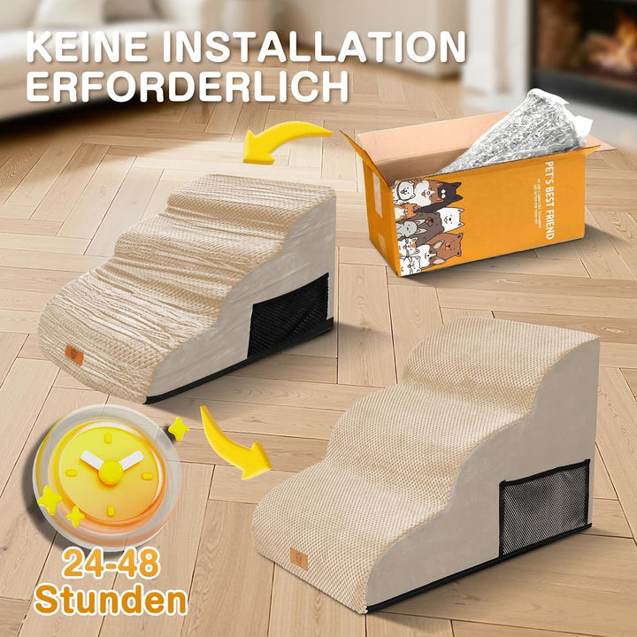 Zvonema Hundetreppe für Kleine Hunde, Hundetreppe 3 Stufen, Waschbarer Haustiertreppe aus Hochdichte