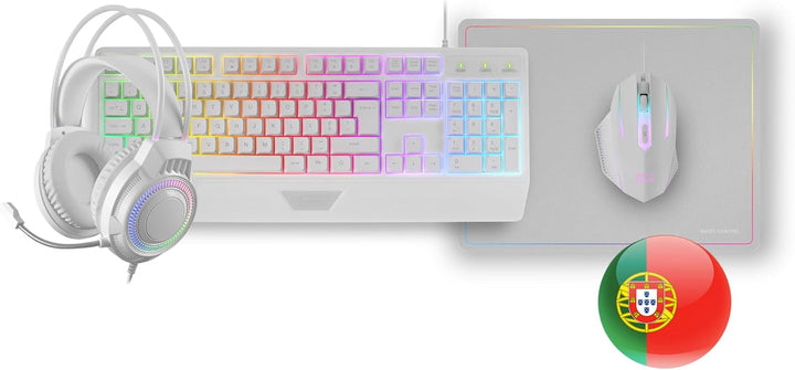 Mars Gaming MCP124PRO, Portugiesisch, Gaming-Combo 4in1, RGB H-Mech-Tastatur mit Handballenauflage,