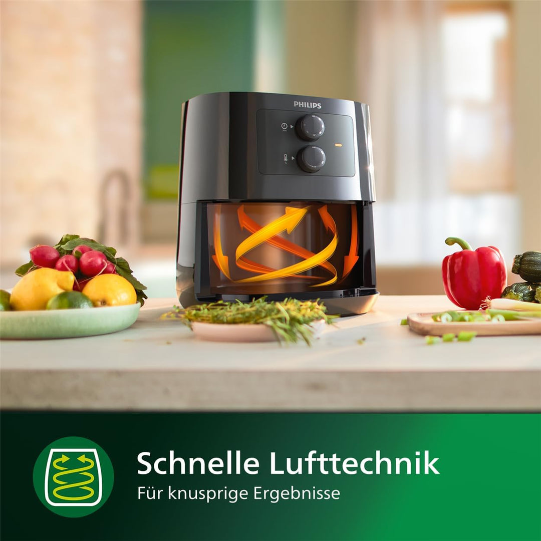 Philips Airfryer Essential - 4.1-Liter-Pfanne, Fritteuse ohne Öl, Rapid Air technology, NutriU App m