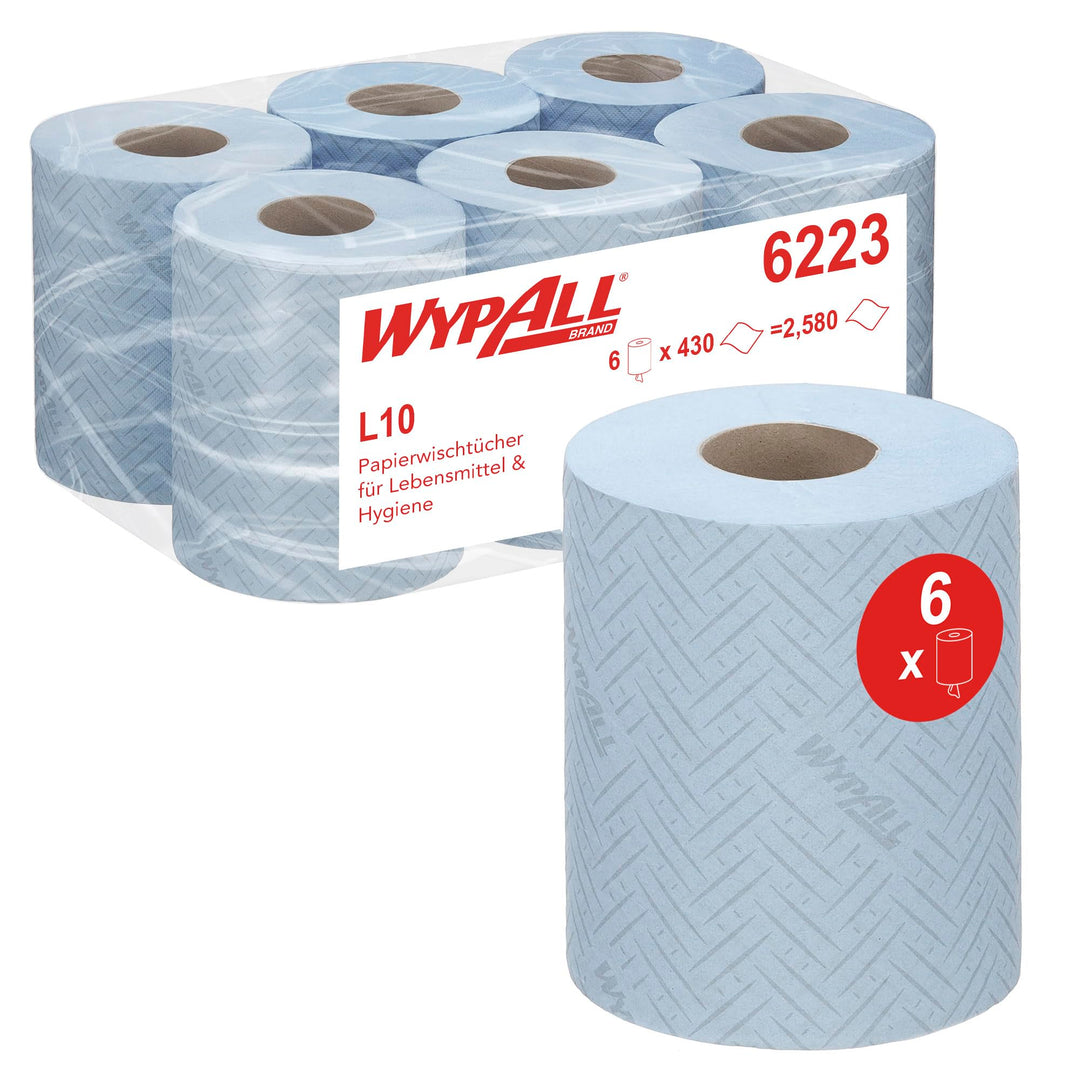WypAll L10 Papierreinigungstücher, 1-lagige blaue Rolle mit Zentralentnahme, Reinigungstücher für Le