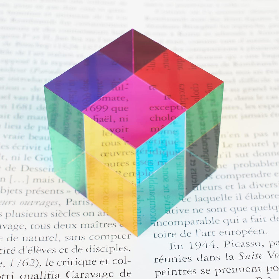 ECBANLI CMY Farbwürfel, 40 mm Acryl CMYcube würfel Prisma, RGB Dispersions Farbphysik Spielzeug und