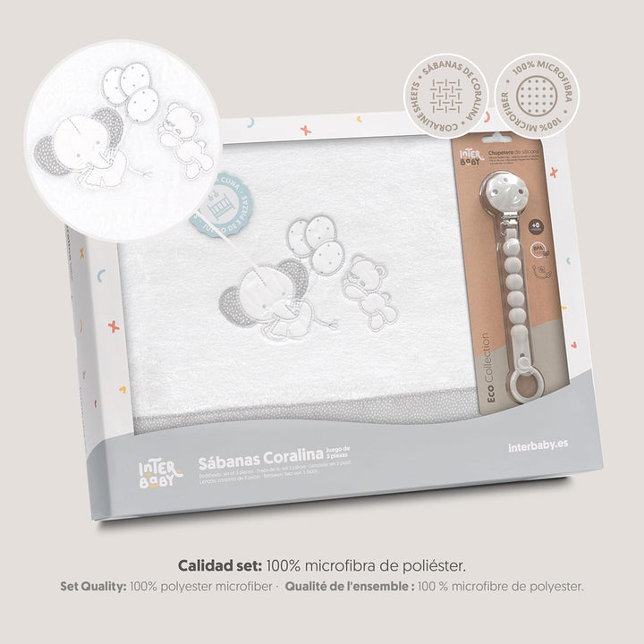 Interbaby Bettwäsche-Set für Kinderbett, 60 x 120 cm, 100% Polyester, warm, inklusive Spannbettlaken