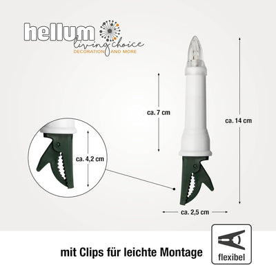 hellum Lichterkette Kerzen Weihnachtsbaum, Kerzen Lichterkette aussen mit Clip, 24 warm-weisse LED,