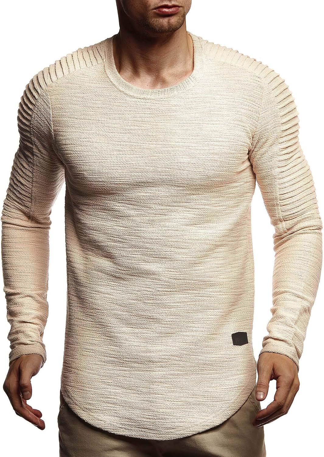 Leif Nelson Herren Pullover Rundhals-Ausschnitt Schwarzer Männer Longsleeve dünner Pulli Sweatshirt