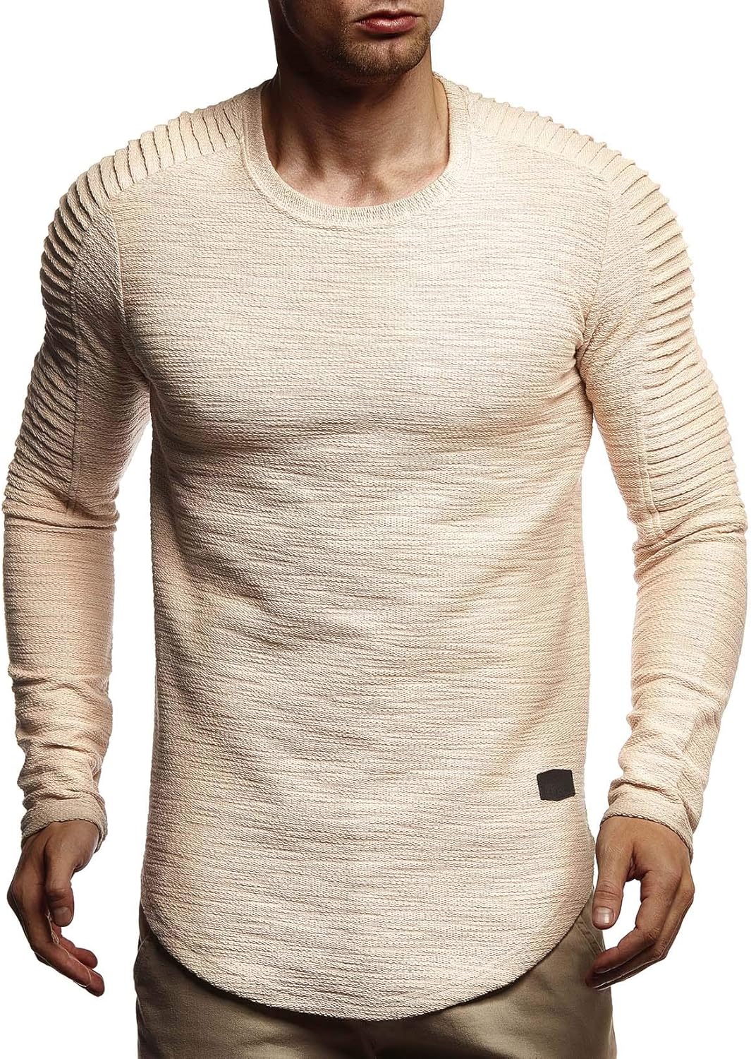 Leif Nelson Herren Pullover Rundhals-Ausschnitt Schwarzer Männer Longsleeve dünner Pulli Sweatshirt
