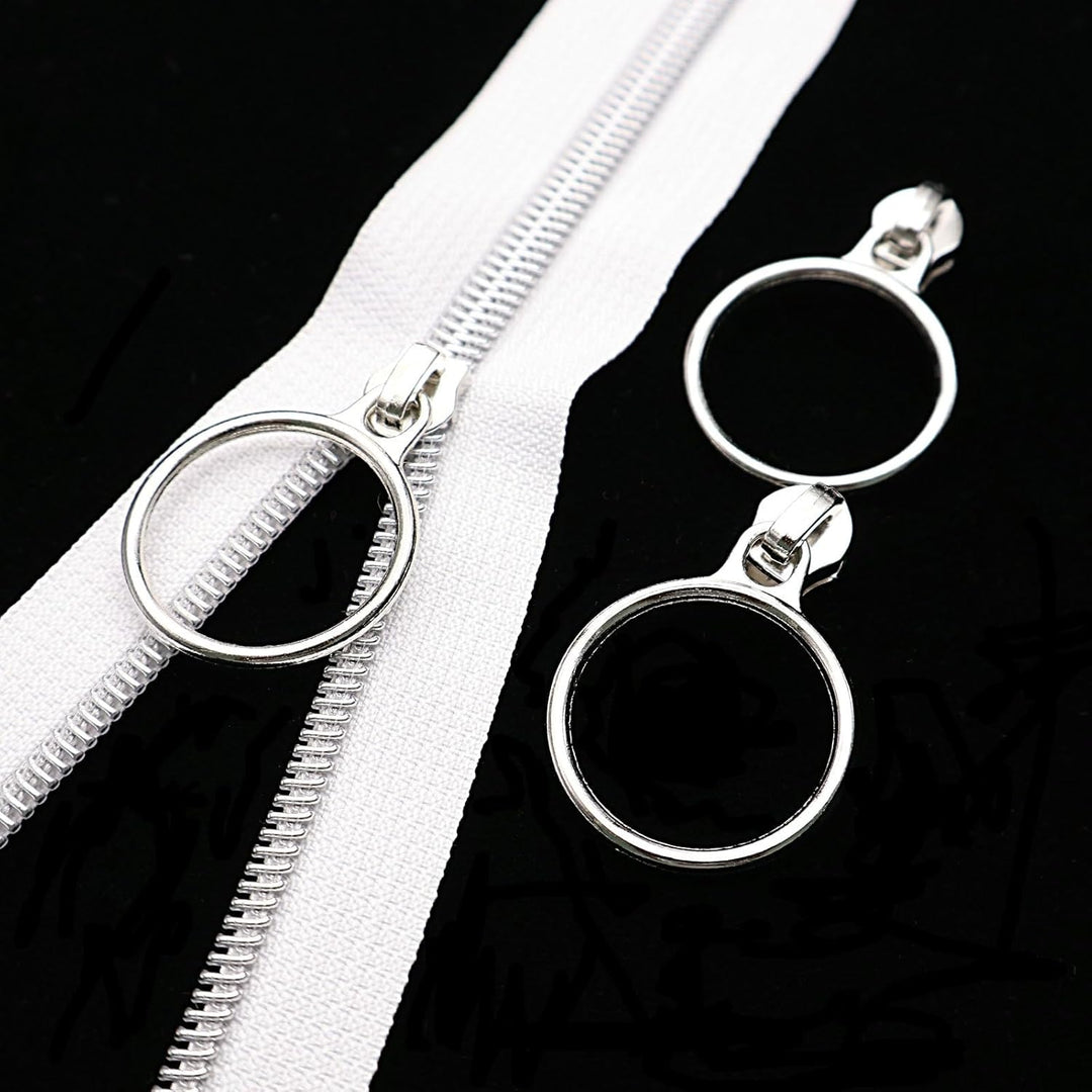 Leekayer #5 Silber Metallic Nylon Spule Reissverschlüsse durch die Meter Bulk 10 Yards Weiss Reissve