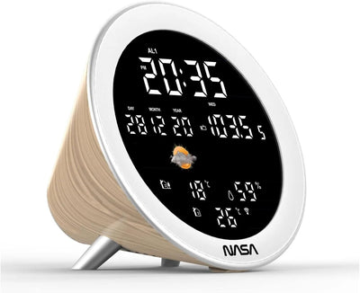 NASA - Wetterstation und Bluetooth-Lautsprecher WSP1700 Wood - 3 Aussensensoren - Lieferung mit Netz