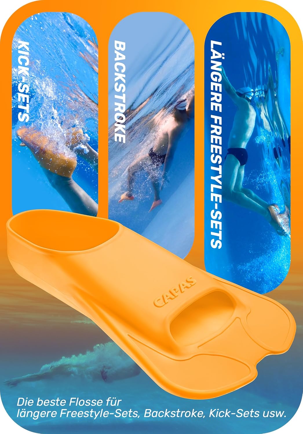 CAPAS Kurze Trainingsflossen für Schwimmen | Komfortable Silikon Schwimmflossen | Kurzflossen | Tauc