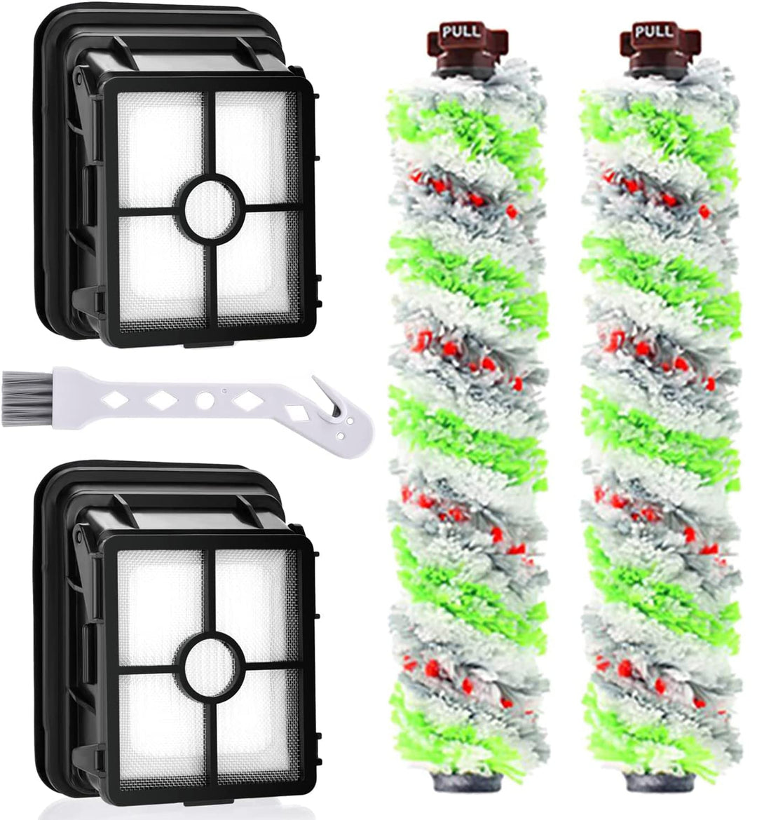 Asdazrxy 2 Stück Ersatzfilter und 2 Stück Multiflächen-Bürstenrolle Haustier, Zubehör für Bissell Cr