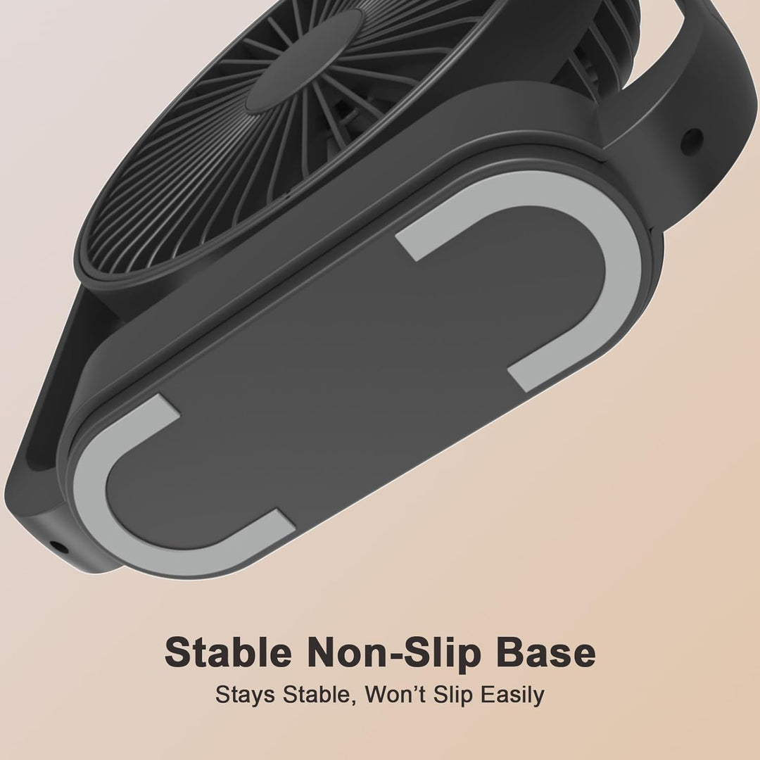 SURFOU Ventilator 4000mAh Akku, Kabelloser Tischventilator mit 4 Stufen und 2 Nachtlicht-Modi, USB-C