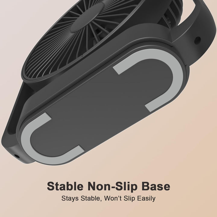 SURFOU Ventilator 4000mAh Akku, Kabelloser Tischventilator mit 4 Stufen und 2 Nachtlicht-Modi, USB-C