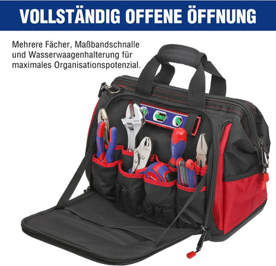 WORKPRO Elektriker Wasserdichte Werkzeugtasche Profi, weite Öffnung & grosse Kapazität 42CM/16" aus