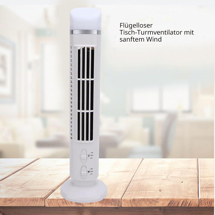 Leise Turmventilator, USB MiniVentilator Säulenventilator mit Licht Einstellbar Mobiler Lüfter Batte