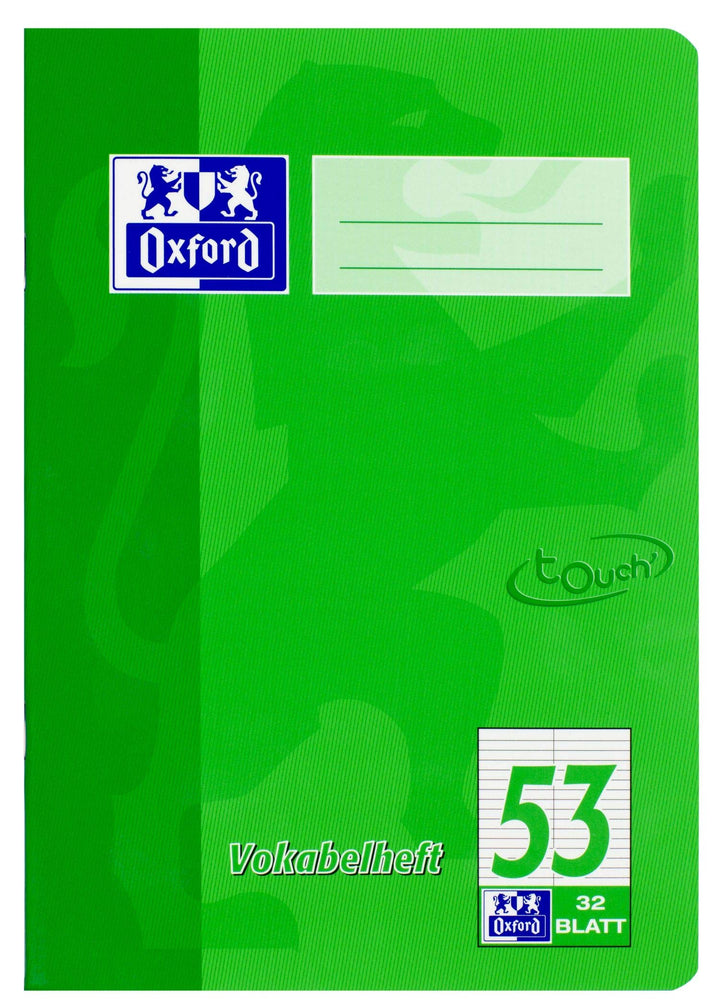 Oxford Vokabelheft A5, Lineatur 53 (2 Spalten), 32 Blatt, grün, 10 Stück, Grün