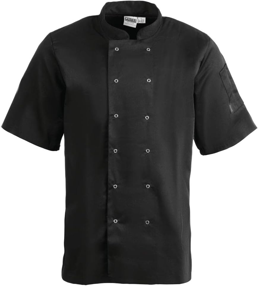 Whites Chefs Apparel A439-M Vegas-Kochjacke, kurze Ärmel, schwarz, M