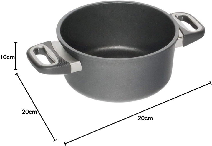 AMT Gastroguss Bratentopf 20 cm Ø, 10 cm hoch, nicht induktionsgeeignet, Lotan® Antihaft-Veredelung,