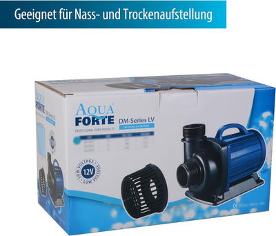 AquaForte DM 8.000 Niedervolt 12 Volt 70 Watt Teichpumpe, Fördermenge 8.000 Liter pro Stunde, Förder