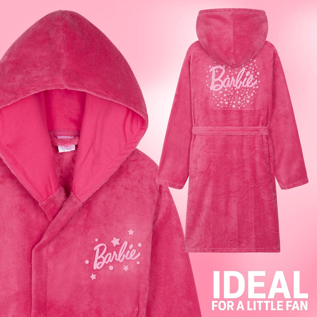 Barbie Bademantel Mädchen, Morgenmantel mit Kapuze und Taschen - Geschenke für Mädchen & Teenager Ro
