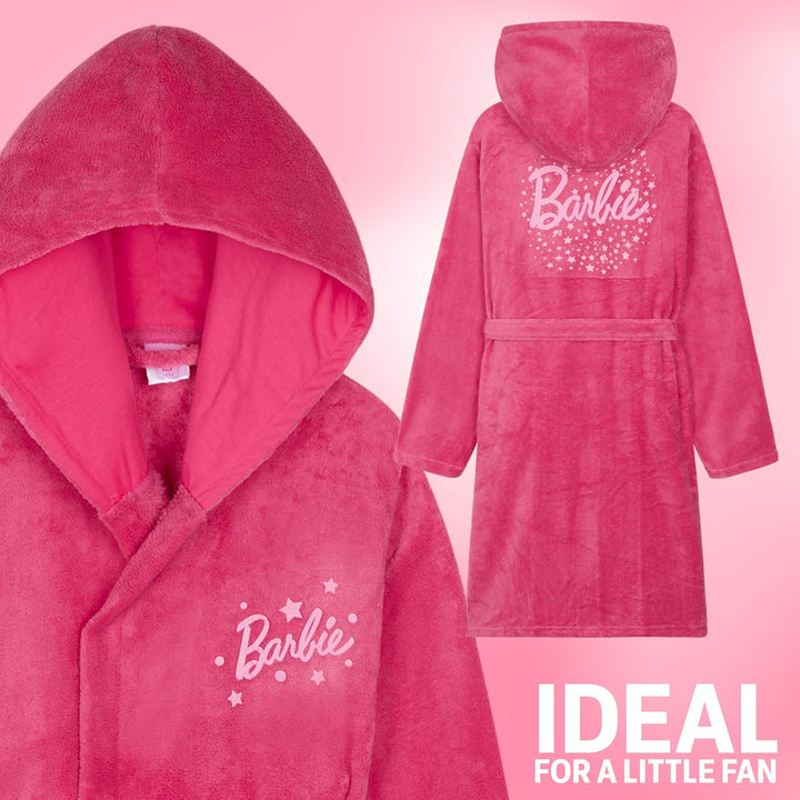 Barbie Bademantel Mädchen, Morgenmantel mit Kapuze und Taschen - Geschenke für Mädchen & Teenager Ro