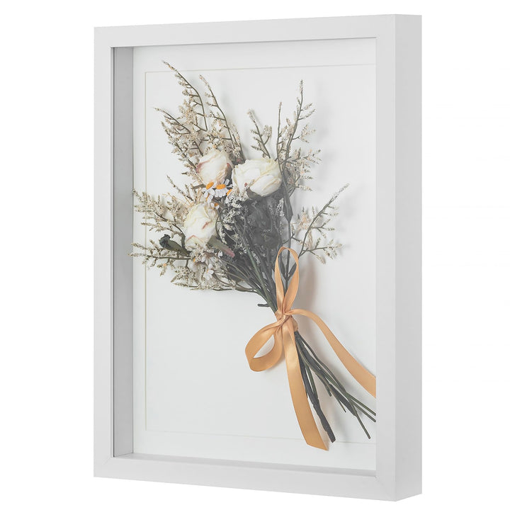 3d Bilderrahmen zum Befüllen für Gegenstände Geschenk: 3 cm Tiefer Rahmen 30x40 Weiss für Brautstrau