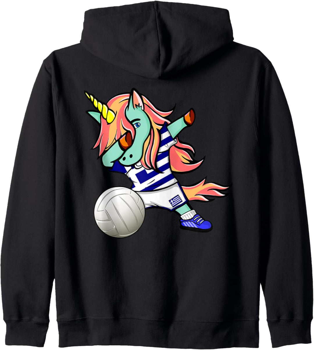 Dabbing Einhorn Griechenland Volleyball - Griechische Flagge Kapuzenjacke