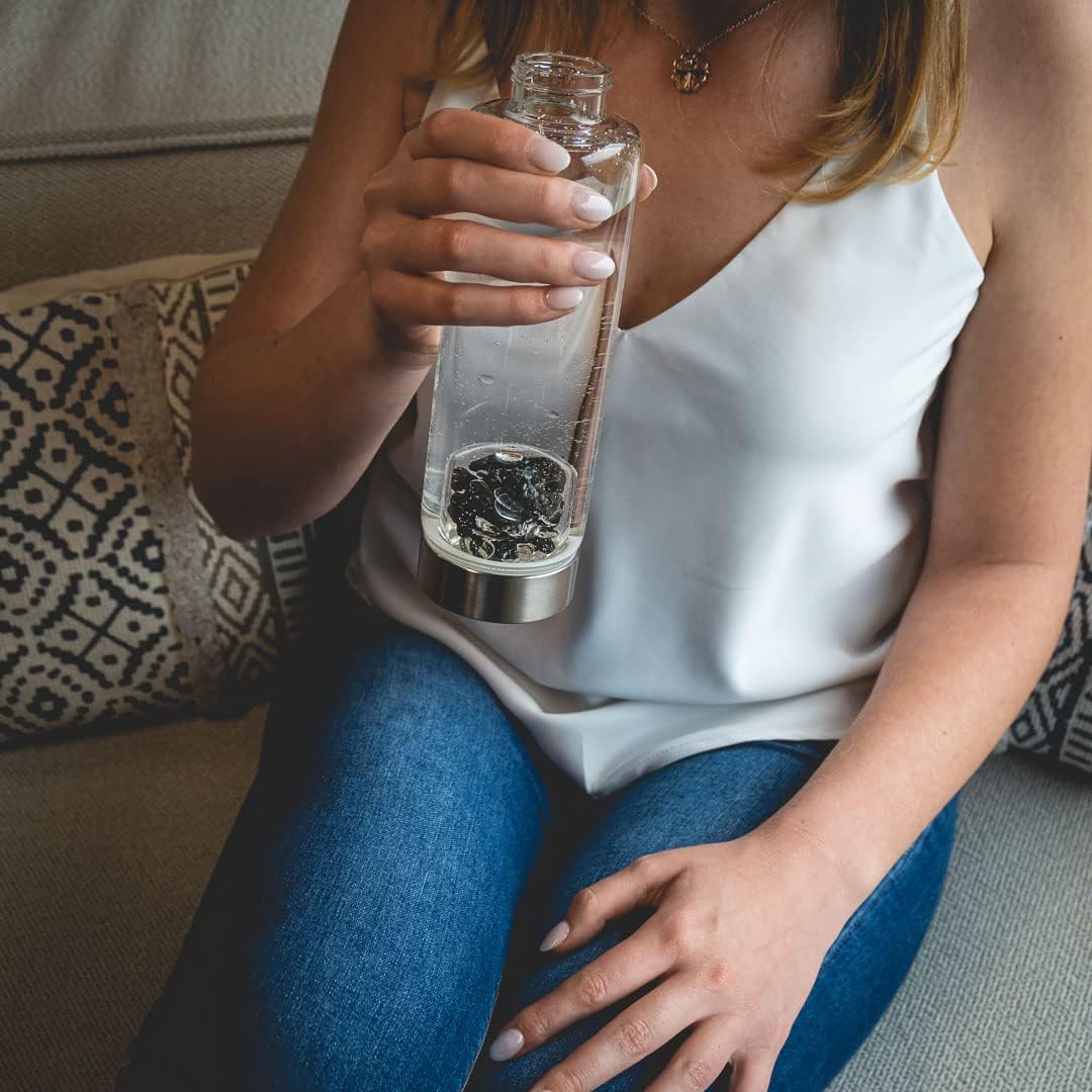 VitaJuwel ViA VISION - Wasserflasche mit echtem Edelschungit und Bergkristall