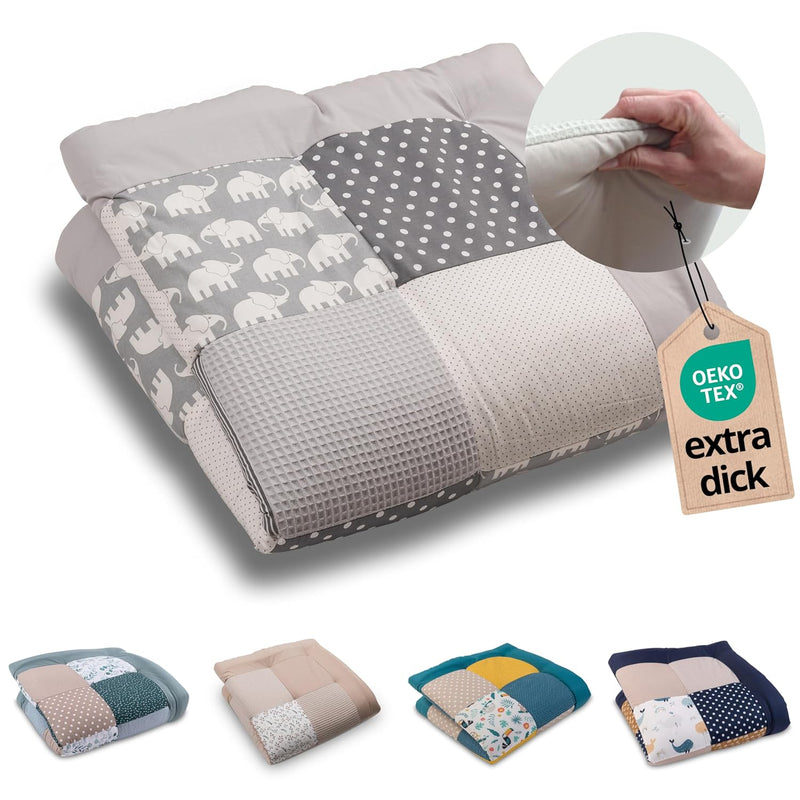 ULLENBOOM Krabbeldecke für Baby 100x100 cm, 100% OEKO-TEX Materialien, Made in EU, Dick & weich gepo