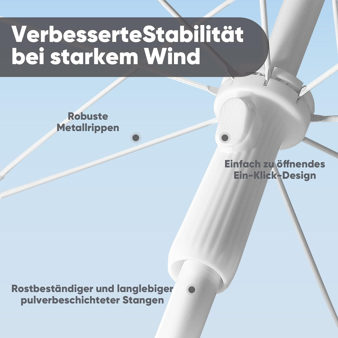 Sekey 160 cm Sonnenschirm Strand mit Schutzhülle für Balkon Garten & Terrasse Neigungswinkel und Höh