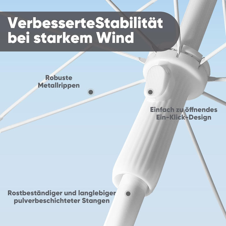 Sekey 160 cm Sonnenschirm Strand mit Schutzhülle für Balkon Garten & Terrasse Neigungswinkel und Höh