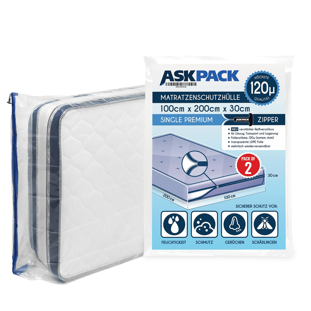 2 Matratzenschutzhüllen mit Anker-Reissverschluss - Grössen von XS bis XXL, Wasserdicht, Reissfest,