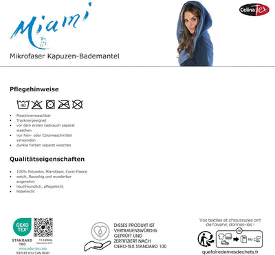 CelinaTex XS-XXXL Bademantel Kapuze zweifarbig kurz aufgesetzte Taschen Damen Mikrofaser Kuschelflee