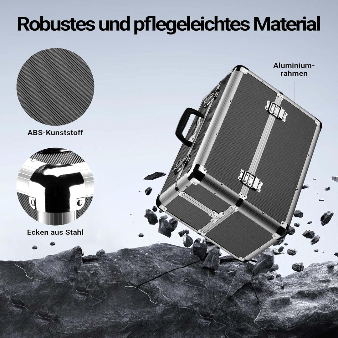Wiltec Alu Transportkoffer, Aufbewahrungskoffer mit 2 Schlüsseln, Universalkoffer für Werkzeug, Hobb