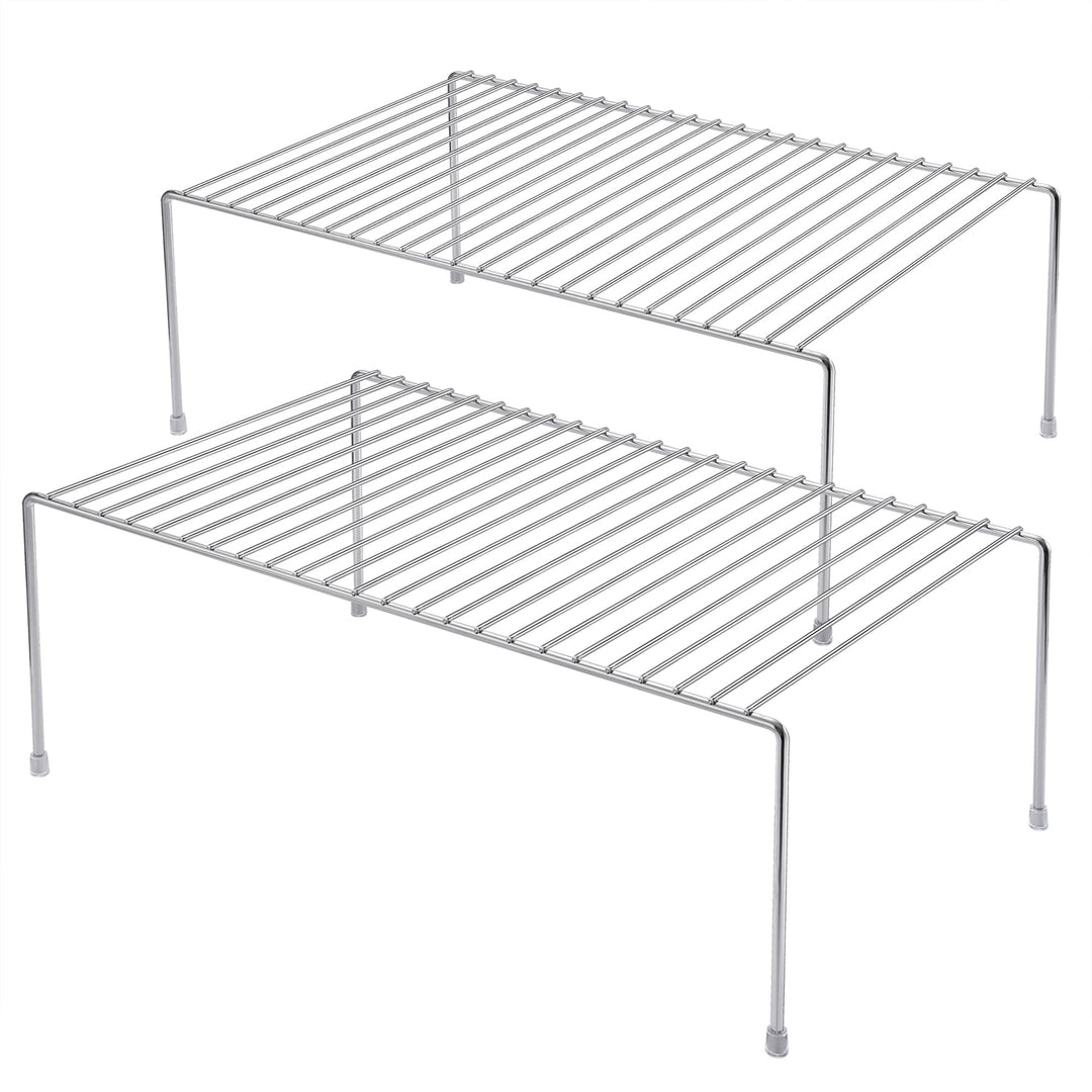 IPEGTOP Küche-Schrank-Organisator, Set von 2 grossen (40 x 24 cm) rostfreien Edelstahl-Gitternregale