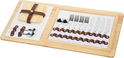 cilio Picknick-Korb Palermo, Für 4 Personen, Geflochtener Korb mit Deckel aus Kiefernholz, Picknickk