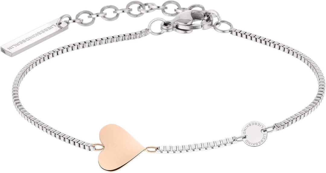 LIEBESKIND BERLIN Herz-Schmuck für Damen – Edelstahl Kette, Armband und Ohrringe mit liebevollem Her