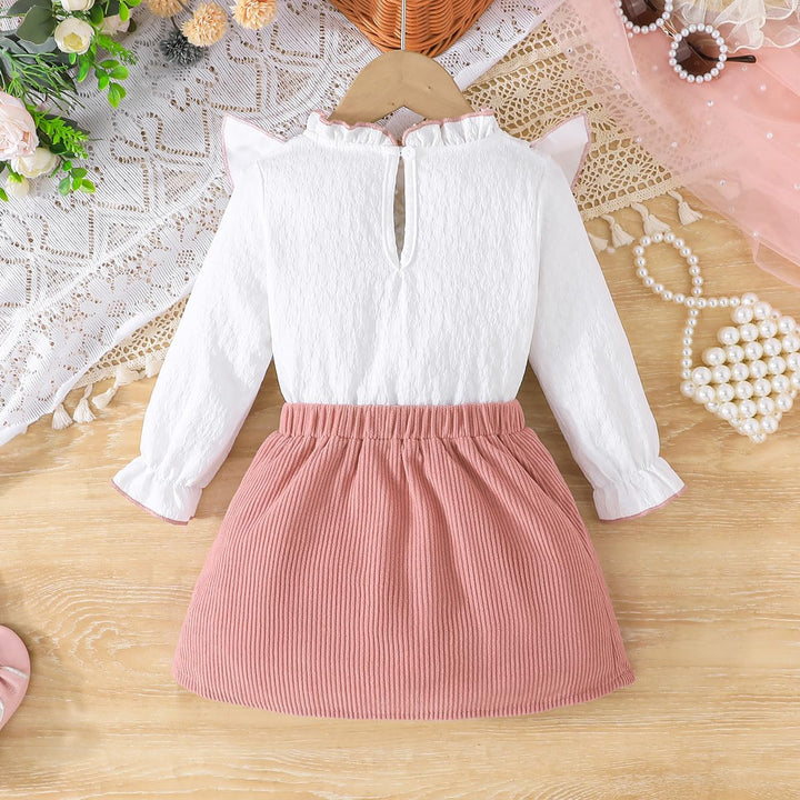 Kleinkind Baby Mädchen Outfits Ruffle Rollkragen Langarm Shirt + Bowknot Mini Rock 2 Stück Herbst Wi