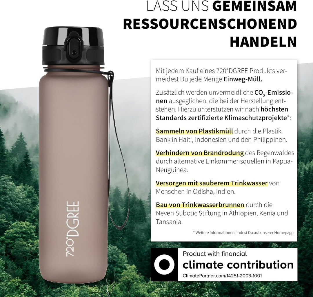 720°DGREE Trinkflasche “uberBottle“ 350ml, 500ml, 650ml, 1l, 1,5 Liter softTouch +Früchtebehälter -