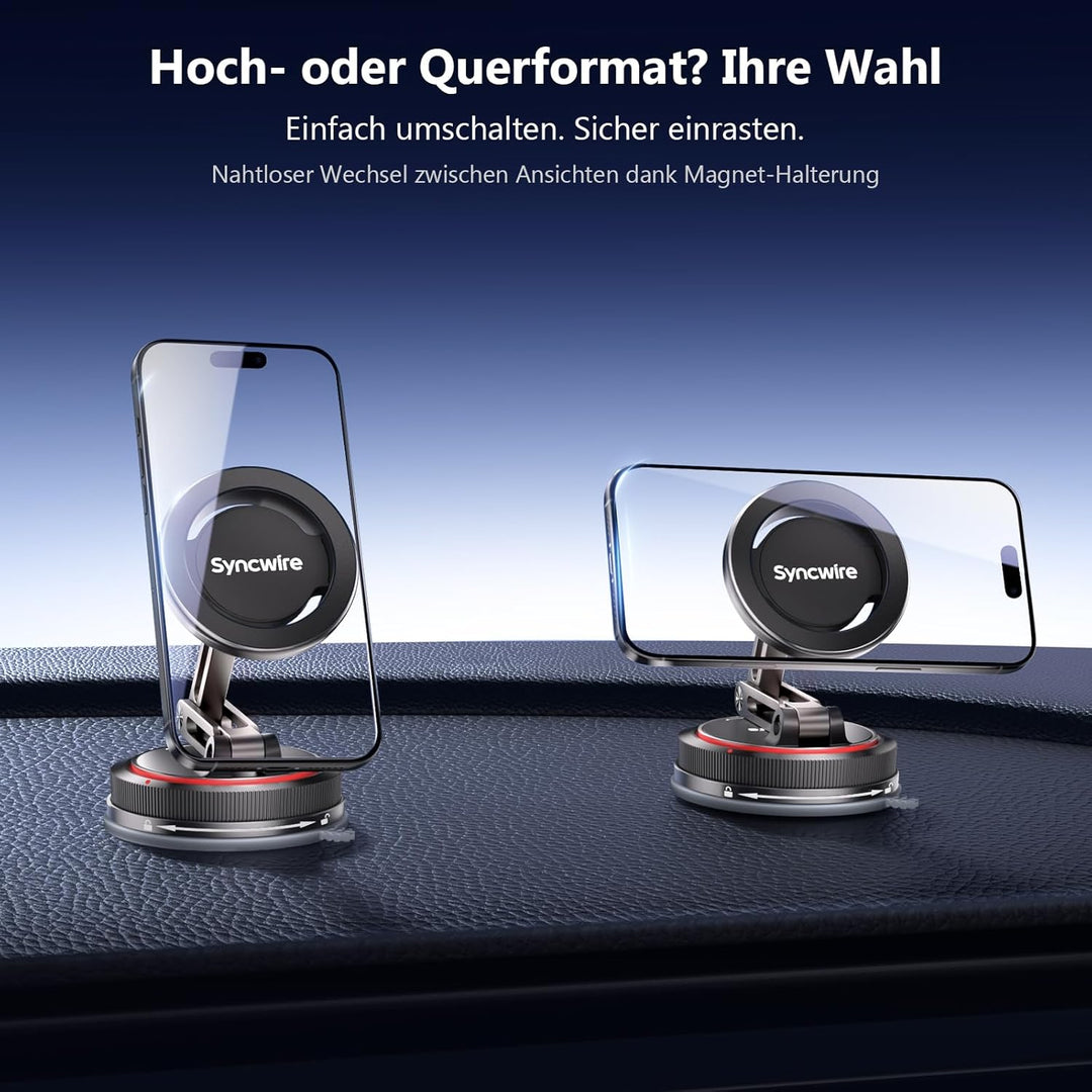 SYNCWIRE Magnetische Auto Handyhalterung für MagSafe [3-Achsen], Nano Klebegel + Starker Saugnapf fü