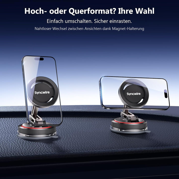 SYNCWIRE Magnetische Auto Handyhalterung für MagSafe [3-Achsen], Nano Klebegel + Starker Saugnapf fü