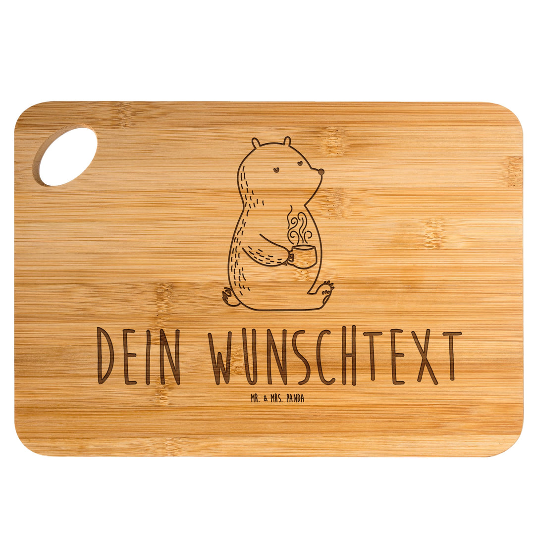 Mr. & Mrs. Panda Personalisiertes Schneidebrett Bär Kaffee - Personalisierte Geschenke, Holzbrett Mi