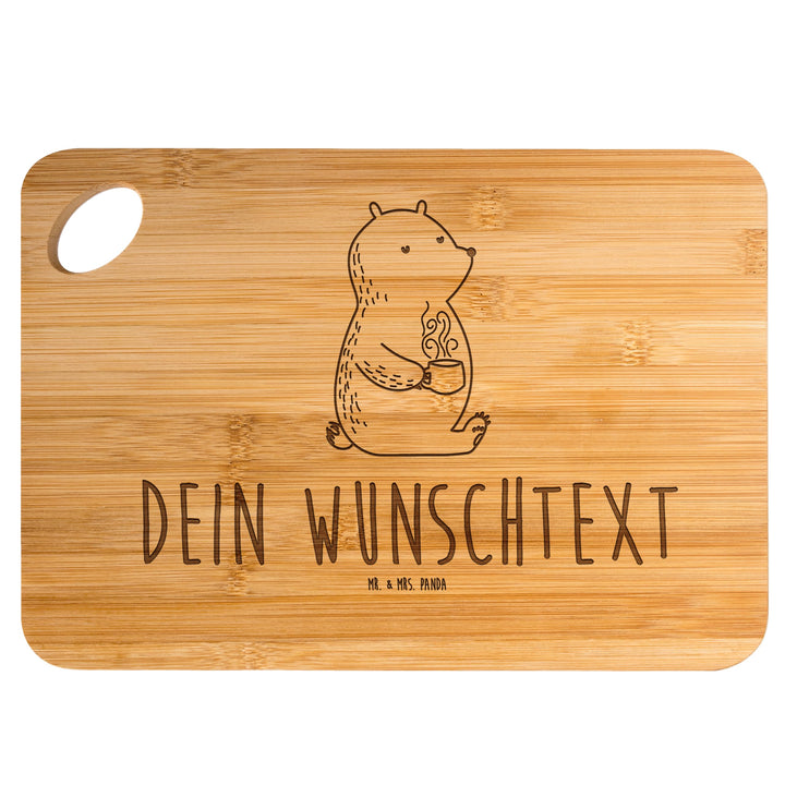 Mr. & Mrs. Panda Personalisiertes Schneidebrett Bär Kaffee - Personalisierte Geschenke, Holzbrett Mi