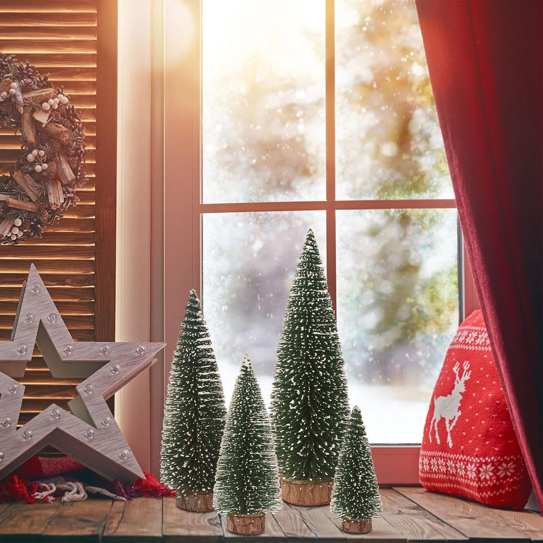 Mini Weihnachtsbaum Künstlicher, 4 Stück Mini Tannenbaum Künstlich mit Schnee-Effek, Klein Mini Chri