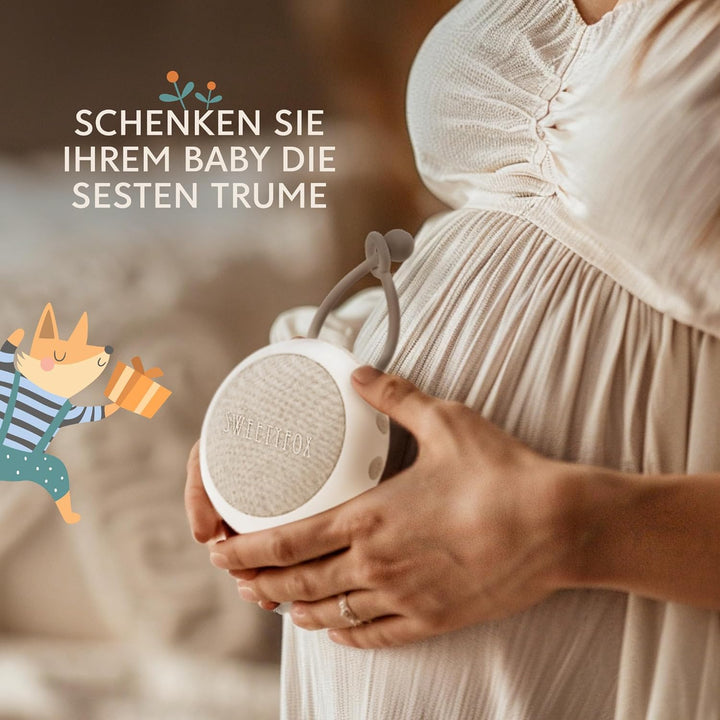 Sweety Fox White Noise Machine Baby - Weiss - Einschlafhilfe Babys, Wiegenlied Baby, Nachtlicht und