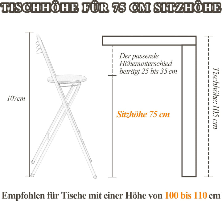 1 Stück Barhocker Klappbar mit Lehne, Klapphocker Faltbar Barstühle Bar Hocker Klappbar Holz Stuhl K