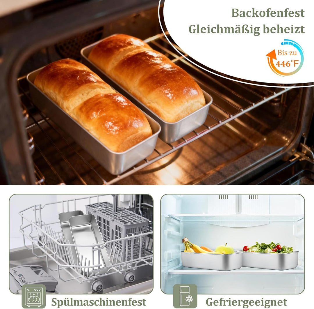 Onader Brotbackform 2er Set, 31cm Edelstahl Gross Kastenform Brotform, 7,5cm Tiefe Rechteckig Backfo